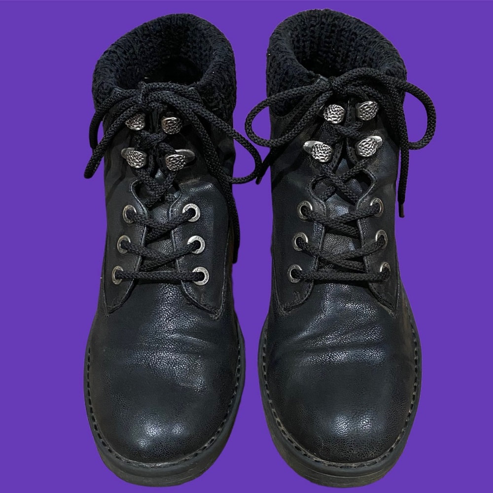 🖤🌈 lace up black & brown booties with woven fleece lined ankle🤎🌈 [133]